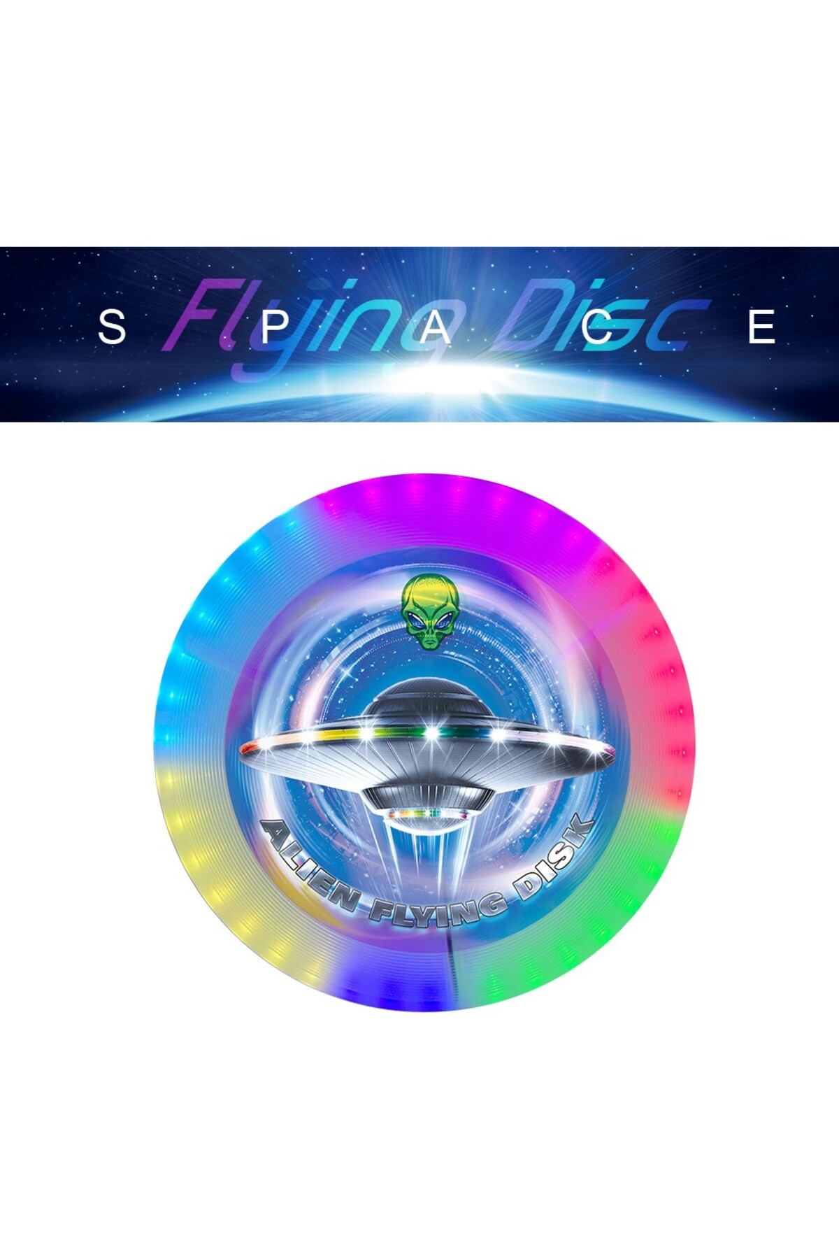 فریزبی دیسکی شارژی با چراغ RGB LED، درخشان در تاریکی، لرنینگ فان LEARNING FUN رنگی