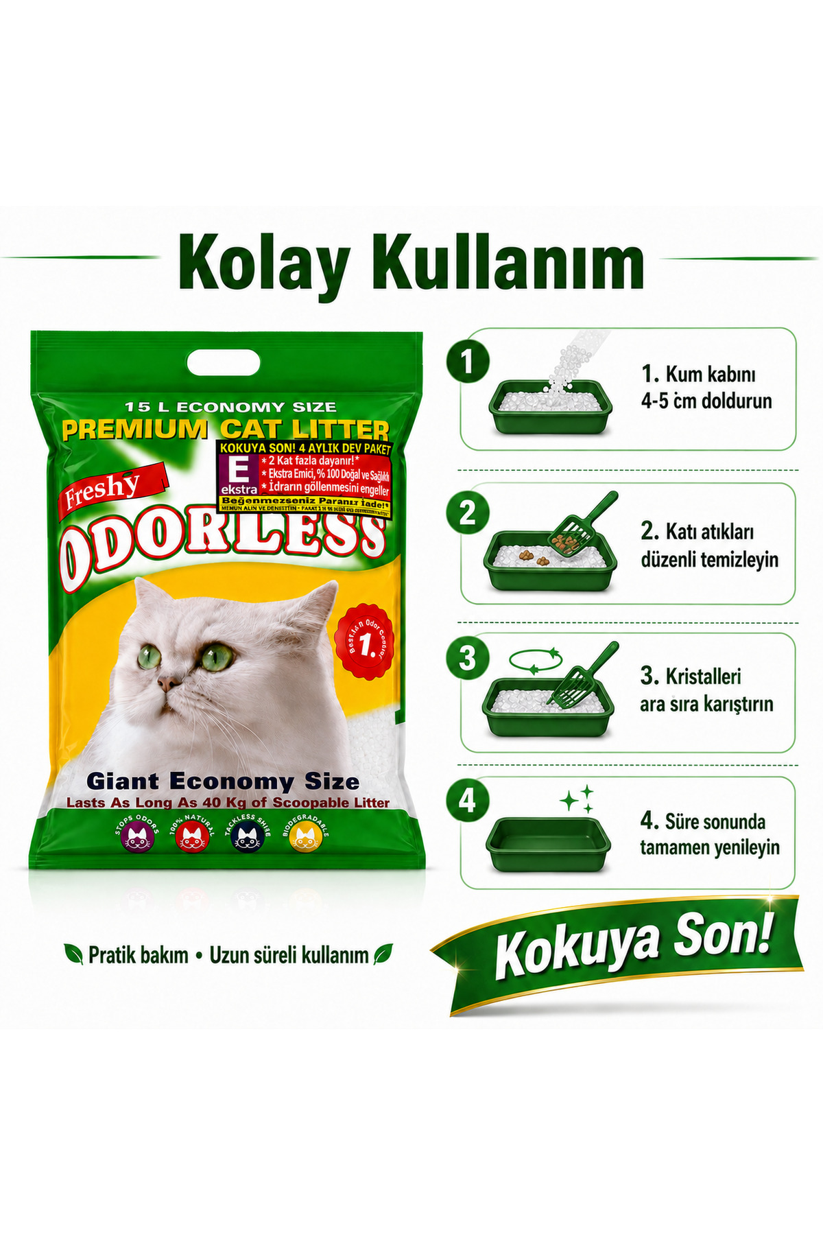 خاک گربه کریستالی اکسترا بدون بو فرشی Freshy، ۶ کیلوگرم