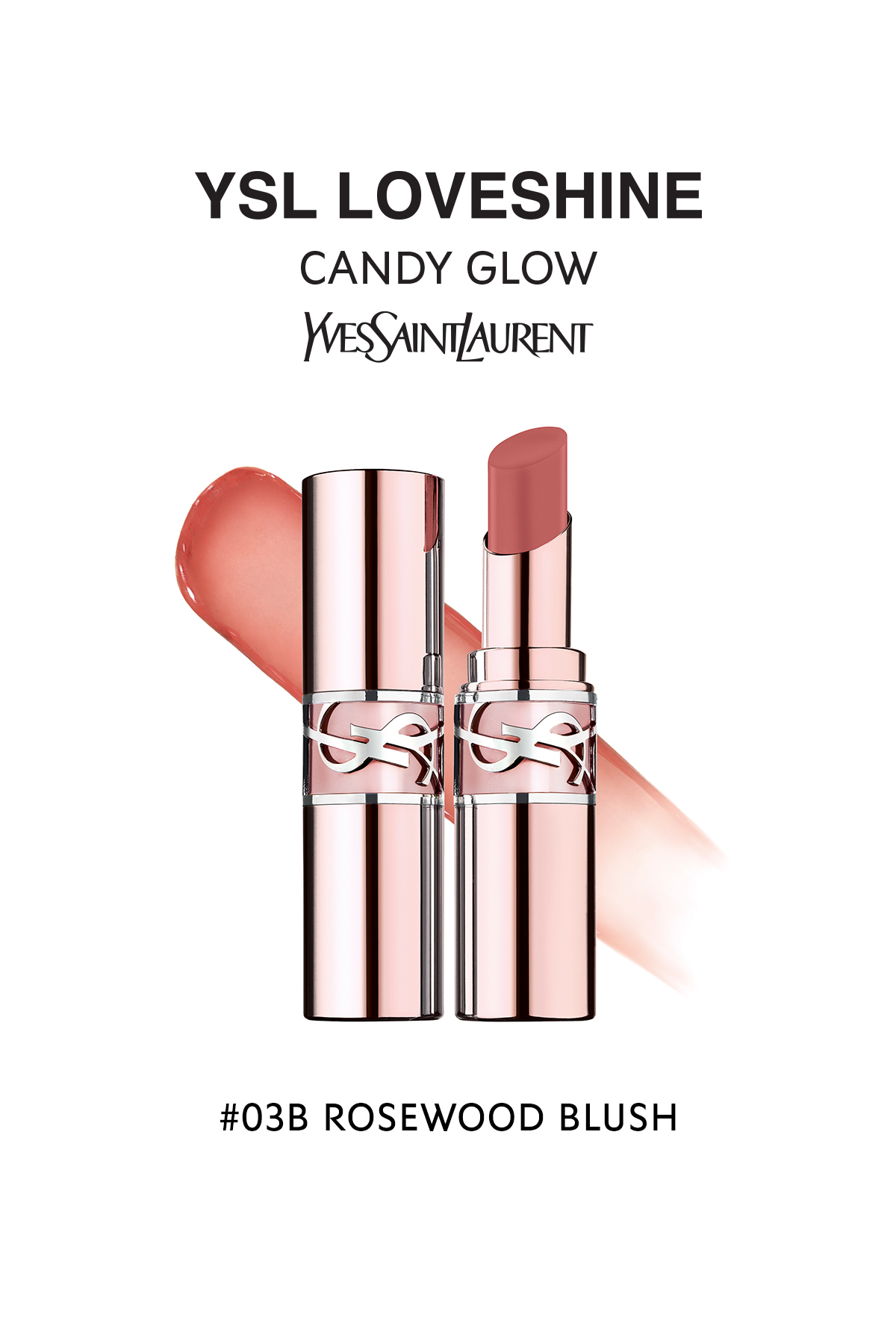 رژ لب بالم LOVESHINE CANDY GLOW LIP BALM 3B رژگونه رز وود Yves Saint Laurent
