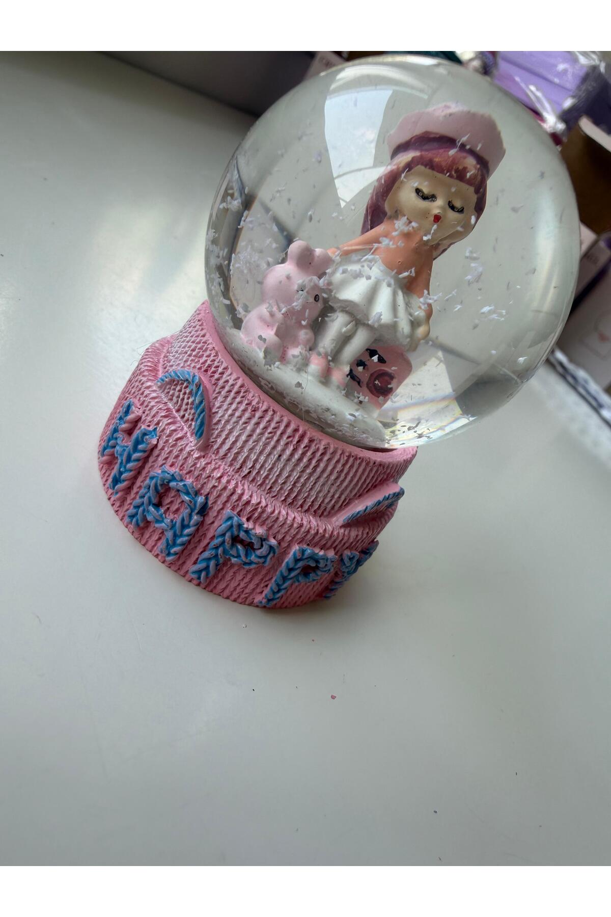 گوی برفی باطری دار تک دختر خرگوش SNOW GLOBE 7 6CM جعبه مخصوص از ترکیه Bumelo