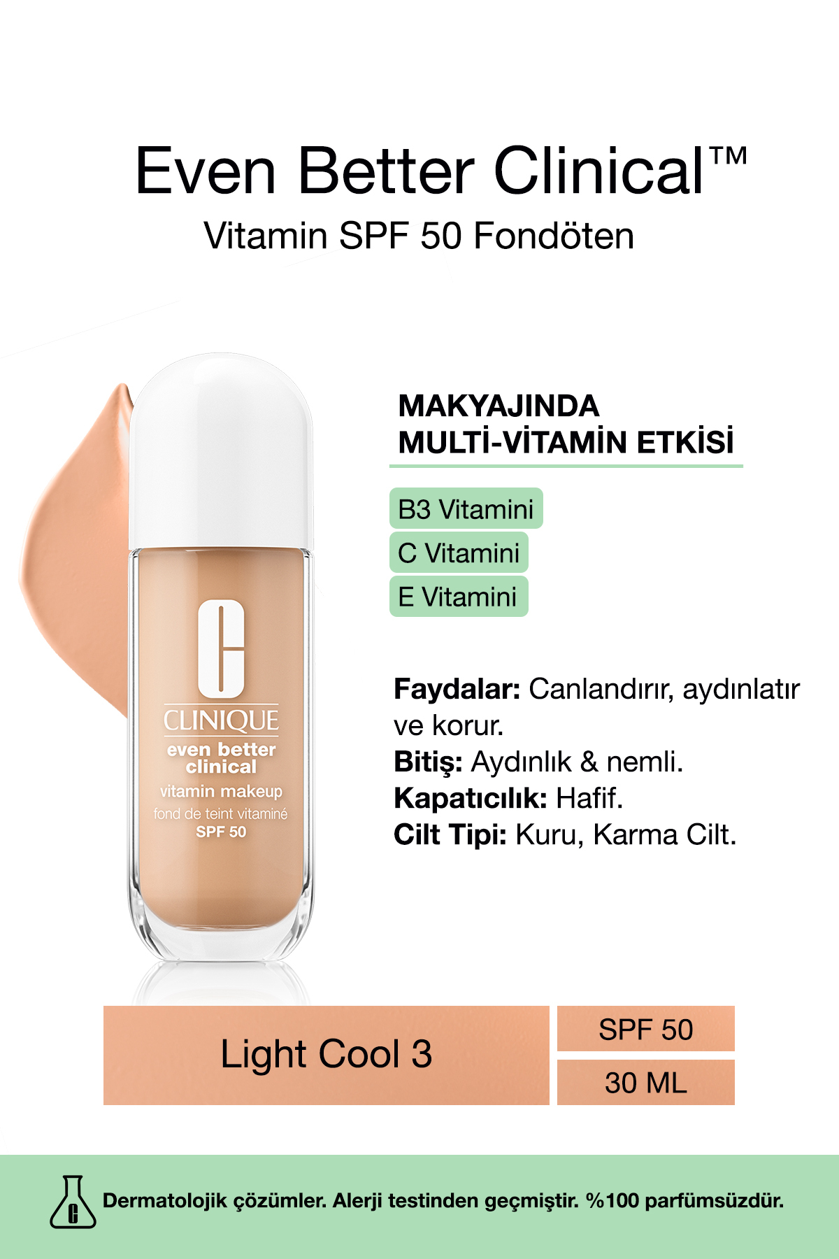 کرم پودر حتی بهتر ویتامین آرایش SPF 50 بنیاد رنگ: نور خنک 3 30ML | سی Clinique