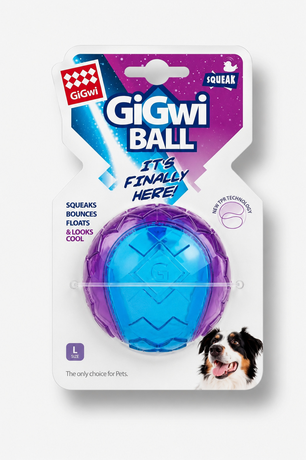 توپ بازی سگ گیگ‌وی GiGwi Originals، بافت‌دار و صدادار، مدل 8978، ۷ سانتی‌متر آبی