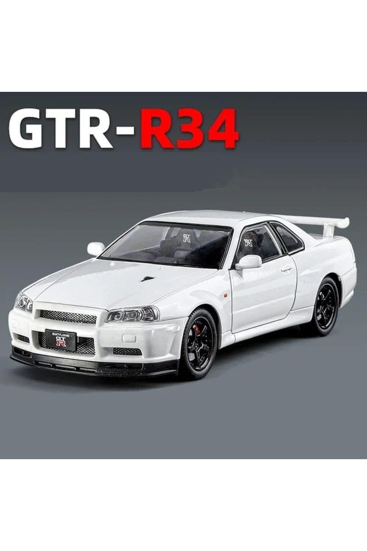 مدل خودرو NISSAN SKYLINE GTR R34 1:24 DIECAST METAL MODEL CAR COLLECTION سفید با صدا و نور اورجینال alpmodel
