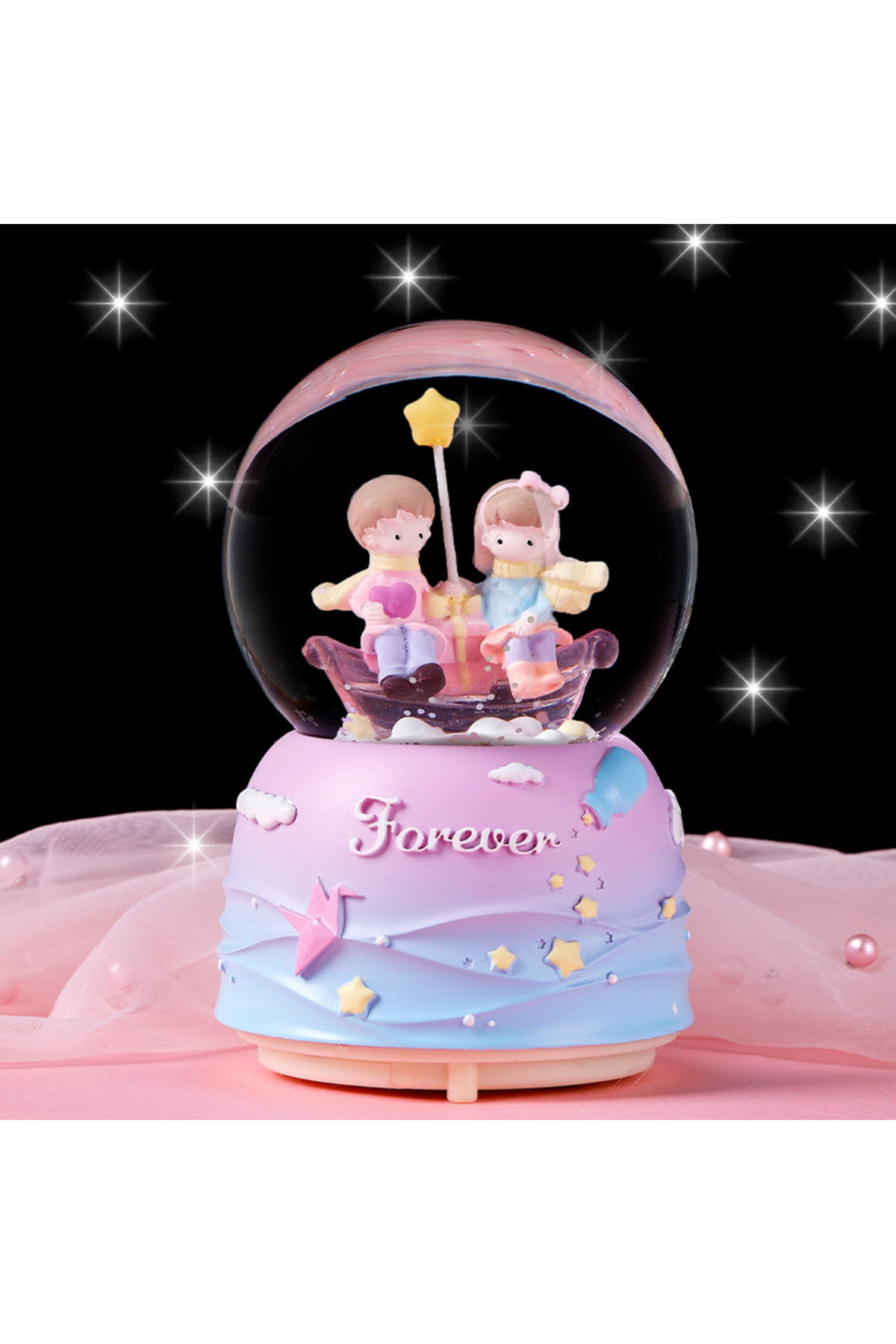 گوی برفی LOVERS SNOW GLOBE سایز بزرگ با نور موسیقی اسپری 16X12 از ترکیه Livava