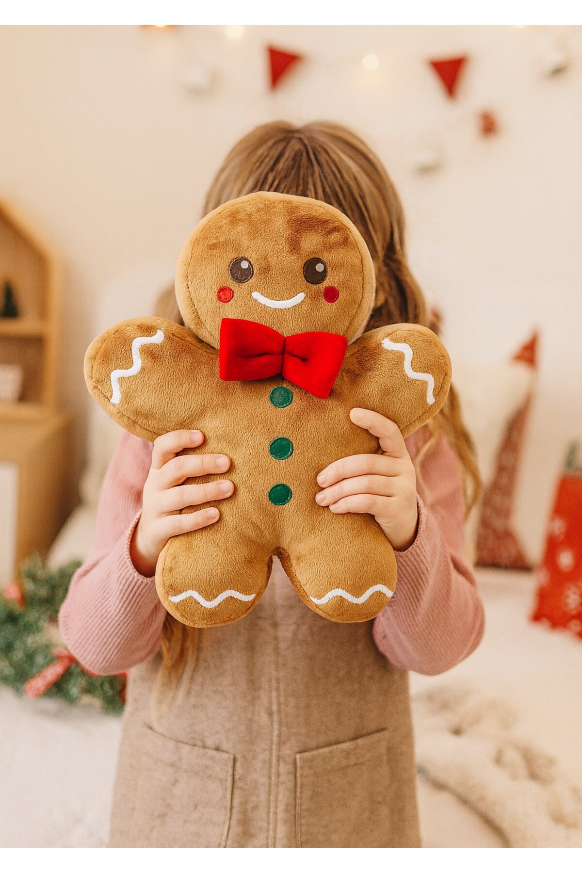 اسباب بازی های پشمی بالش GINGERBREAD MAN PLUSH, SLEEPING COMPANION کریسمس TOY پارچه پر تایلندی 32 سانتی متر eco sepet