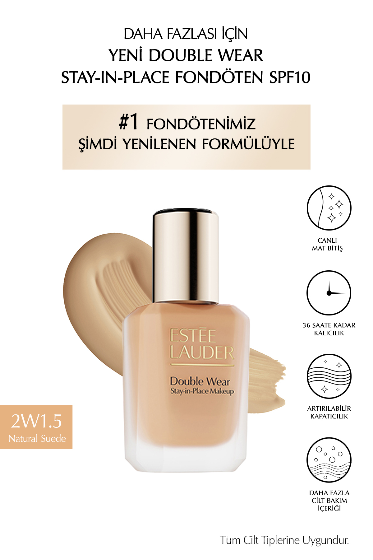 پایه آرایشی ماندگار با پوشش طبیعی و مات دابل ویر استی لند SPF 10 2W15 سوید 30 میلی لیتر استی لادر Estee Lauder