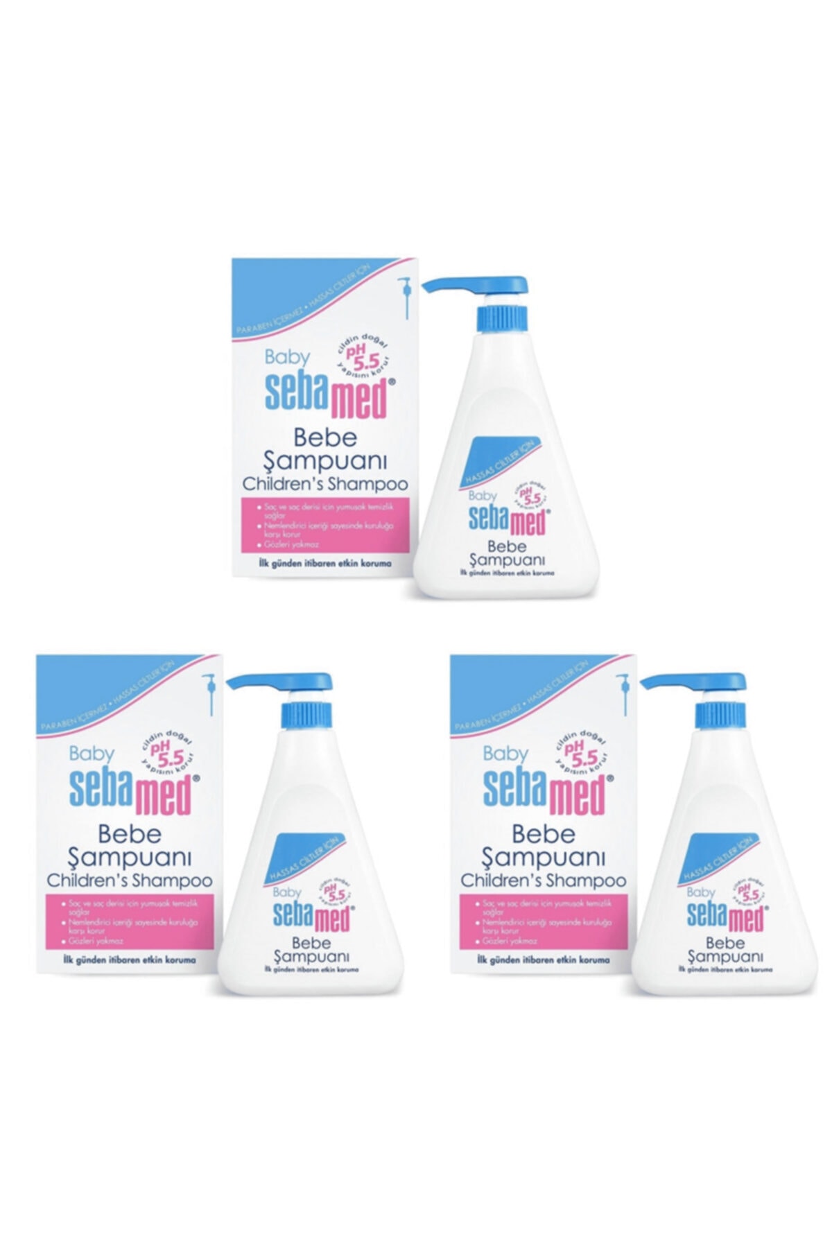 شامپو بچه پسرانه و دخترانه بچگانه کودک مرطوب کننده 500 میل 3 قطعه Sebamed
