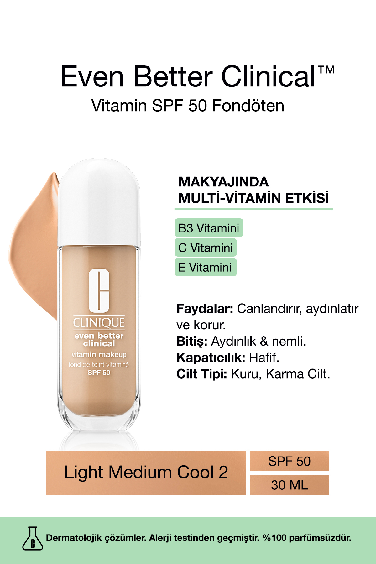 کرم پودر حتی بهتر ویتامین آرایشی SPF 50 بنیاد رنگ: متوسط ​​نور خنک 2 30ML | سی Clinique