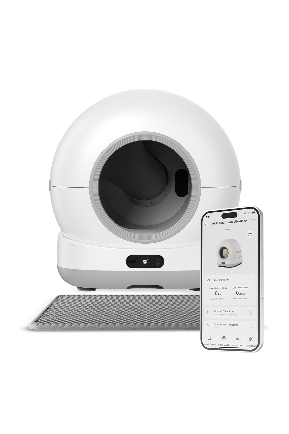 توالت خودکار گربه زنون اسمارت Xenon Smart، ۷۲ لیتر، مخزن زباله ۷ لیتری، UV، وای‌فای و کنترل موبایلی (X8624) سفید