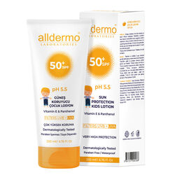 لوسیون ضدآفتاب کودک آلدرمو Alldermo با SPF 50+، ۲۰۰ میلی‌لیتر