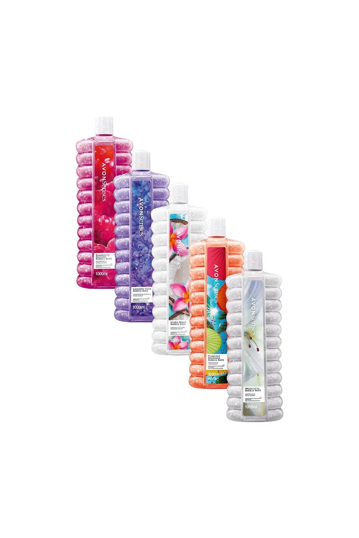 ژل دوش SENSES LAVENDER CALM ALOHA MONOI SIMPLY LUXURIOUS TROPICAL RASPBERRY BATH BUBBLE 1 LT. FIVE Avon