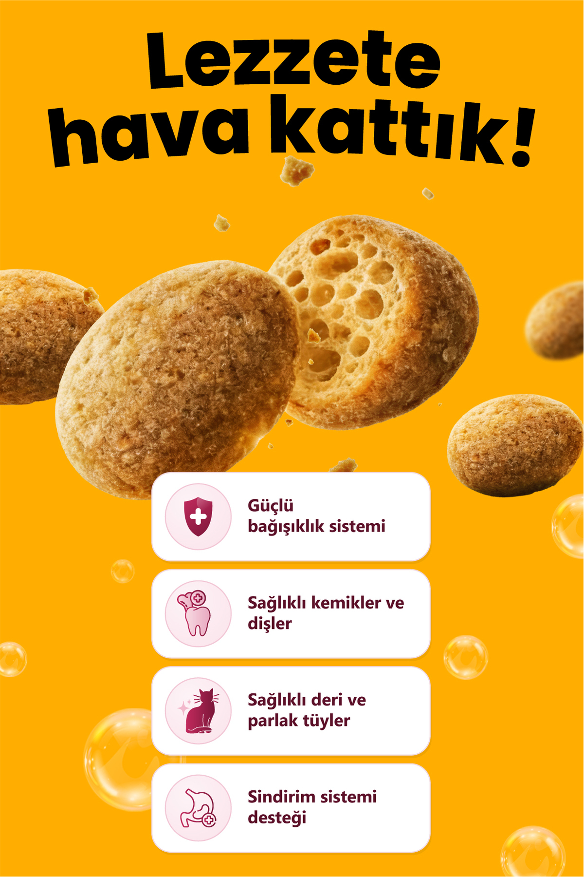 غذای خشک گربه بالغ رفلکس Reflex Crunchy Bubbles Duo Protein با طعم سالمون و مرغ، ۱۰ کیلوگرم