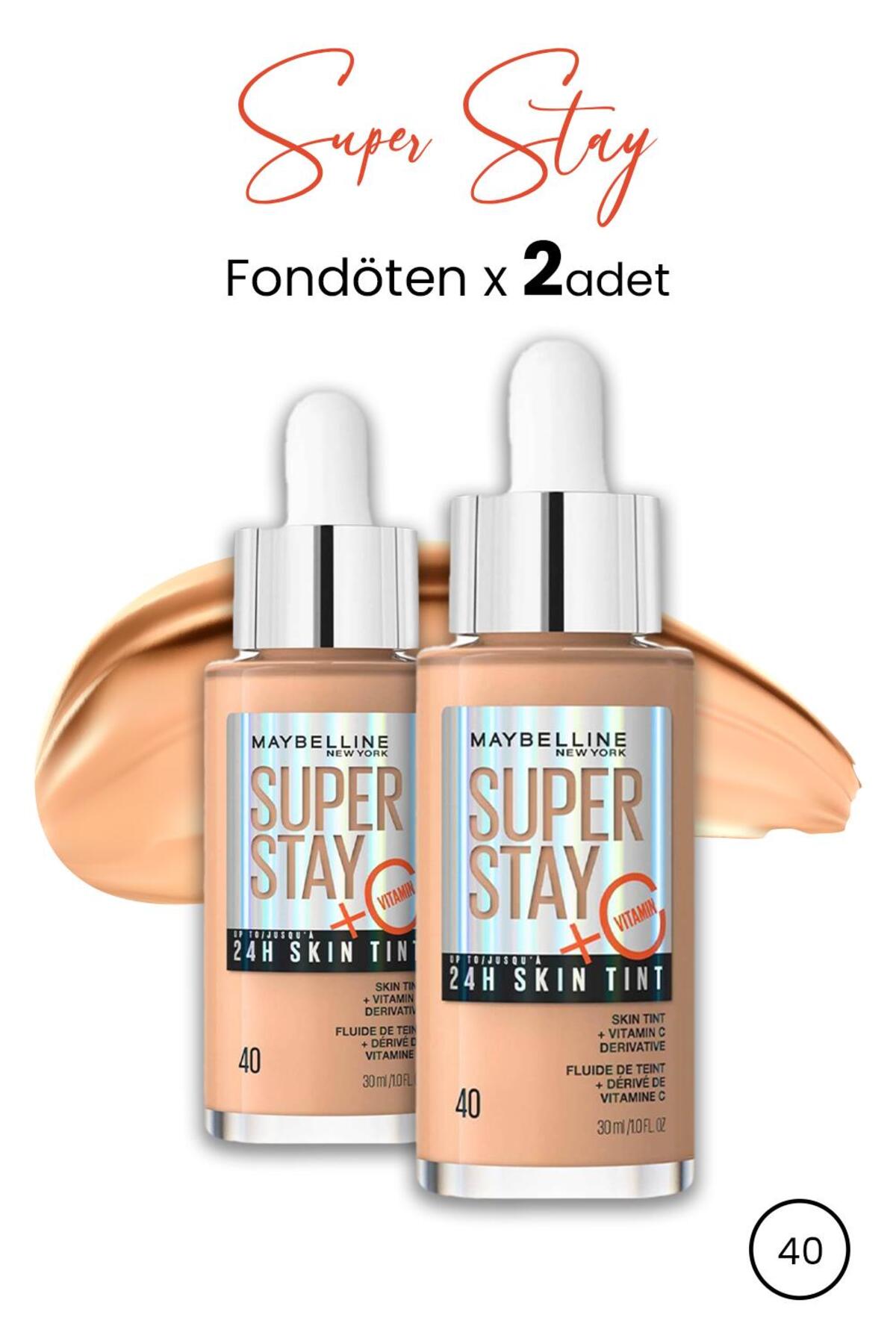 کرم پودر MAYBELLINE SUPER STAY 24H FOUNDATION TINT SKIN 40 30 ML X 2 قطعه Maybelline New York