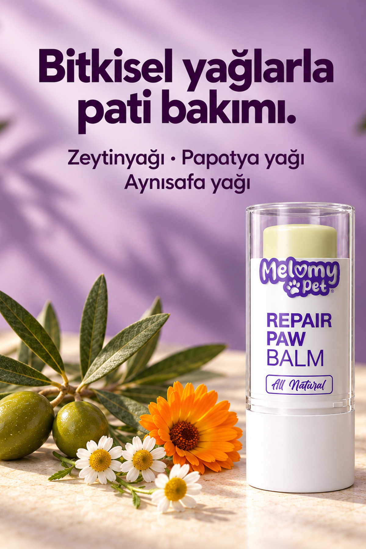 بالم مغذی پنجه گربه و سگ ملیومی ملومی Melomy، فرم استیکی، ۸ گرم