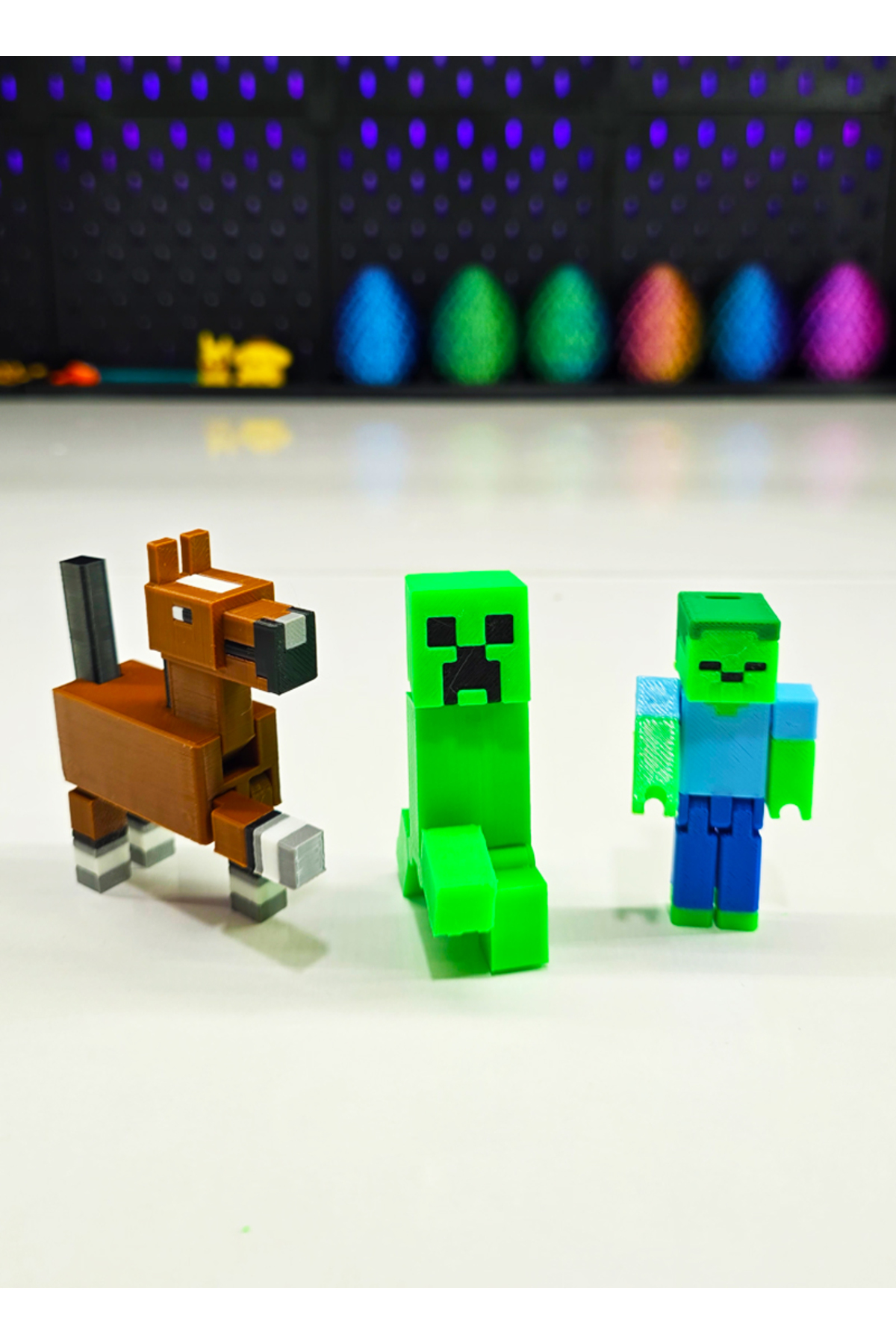 اسباب بازی های فیگور شخصیت مجموعه 3 تایی MINECRAFT BLOCK MONSTER CREEPER, ZOMBIE HORSE FIGURES CHARACTER TOYS 6 7 CM Suelo Butik