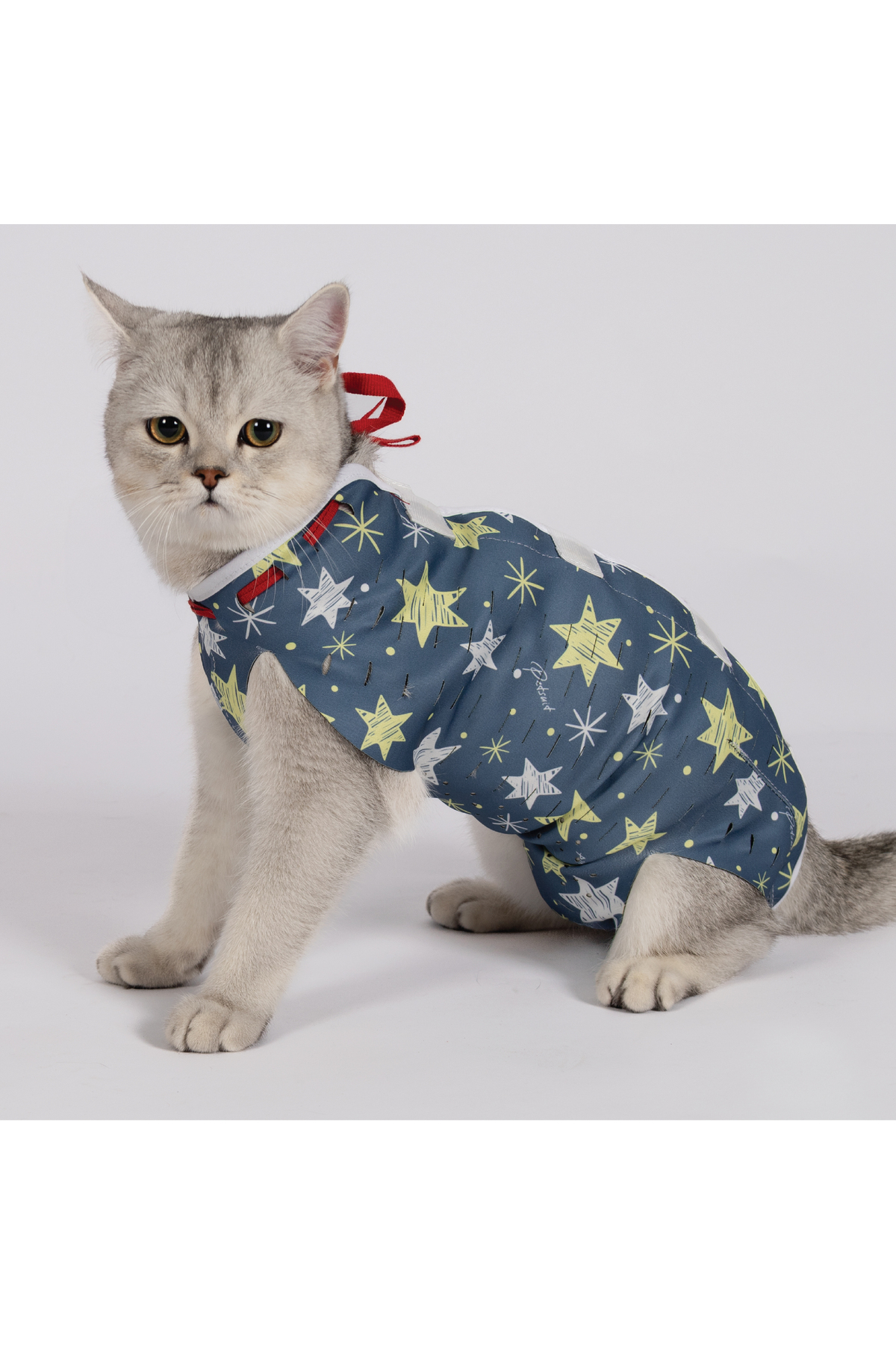 لباس محافظ زخم و پس از جراحی گربه و سگ پت‌سویت Petsuit، مدل YKK-S، طرح رنگی سرمه‌ای