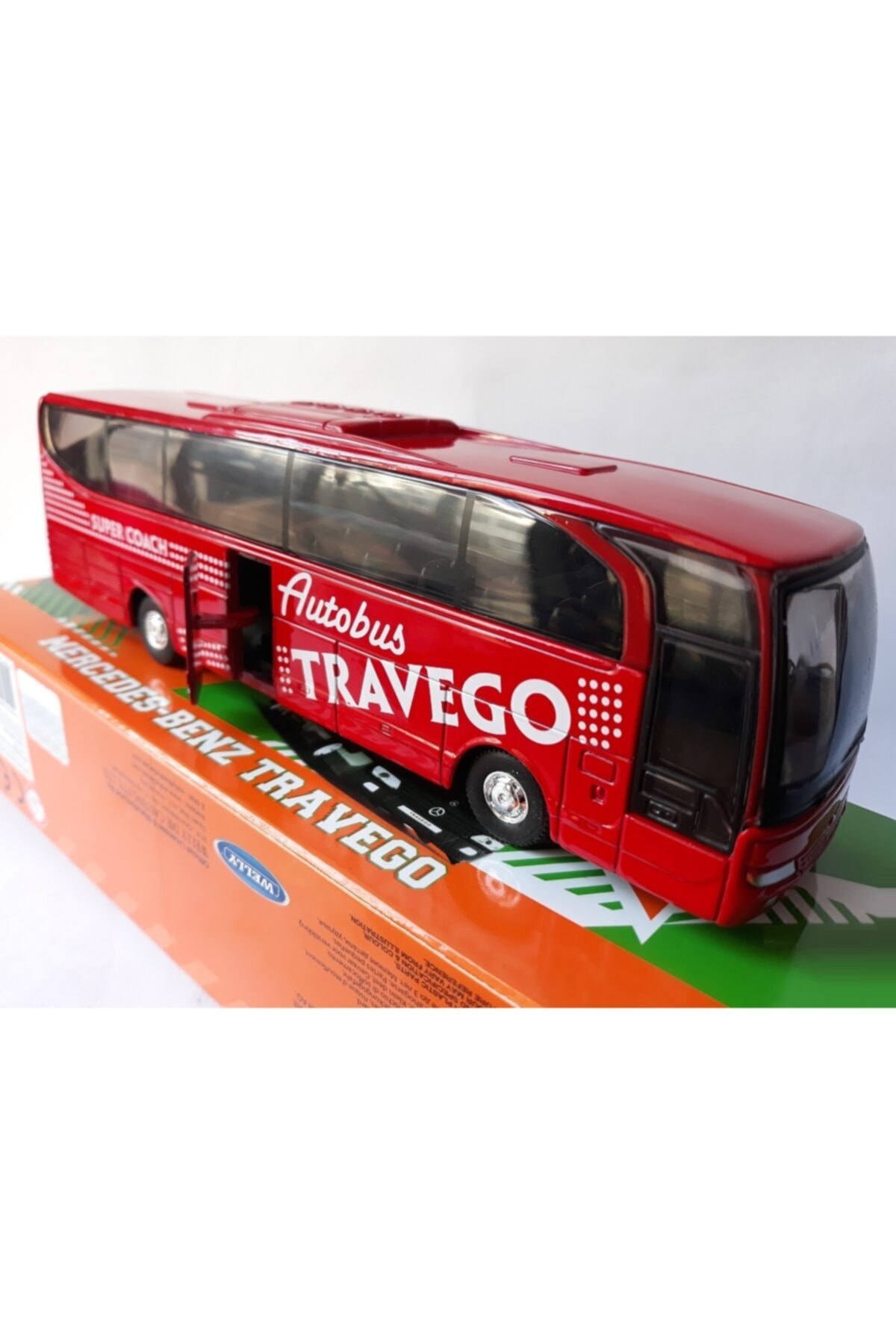 مدل خودرو درب اصلی فلزی دیکست اتوبوس مرسدس بنز TRAVEGO باز می شود اورجینال WELLY