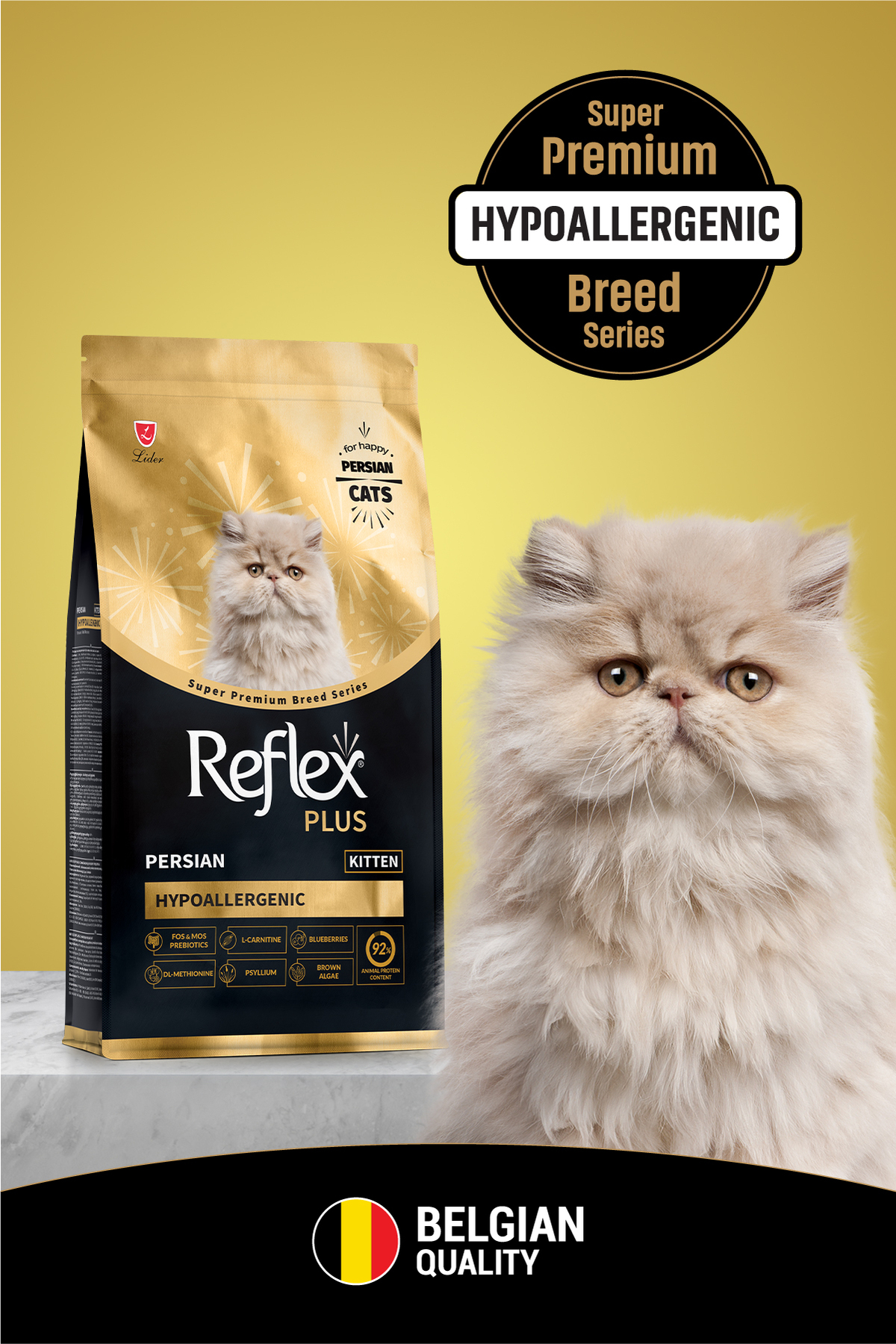 غذای خشک بچه‌گربه پرشین رفلکس Reflex Plus، کم‌غلات و هیپوآلرژنیک با طعم مرغ، ۱٫۵ کیلوگرم 1,5 Kg