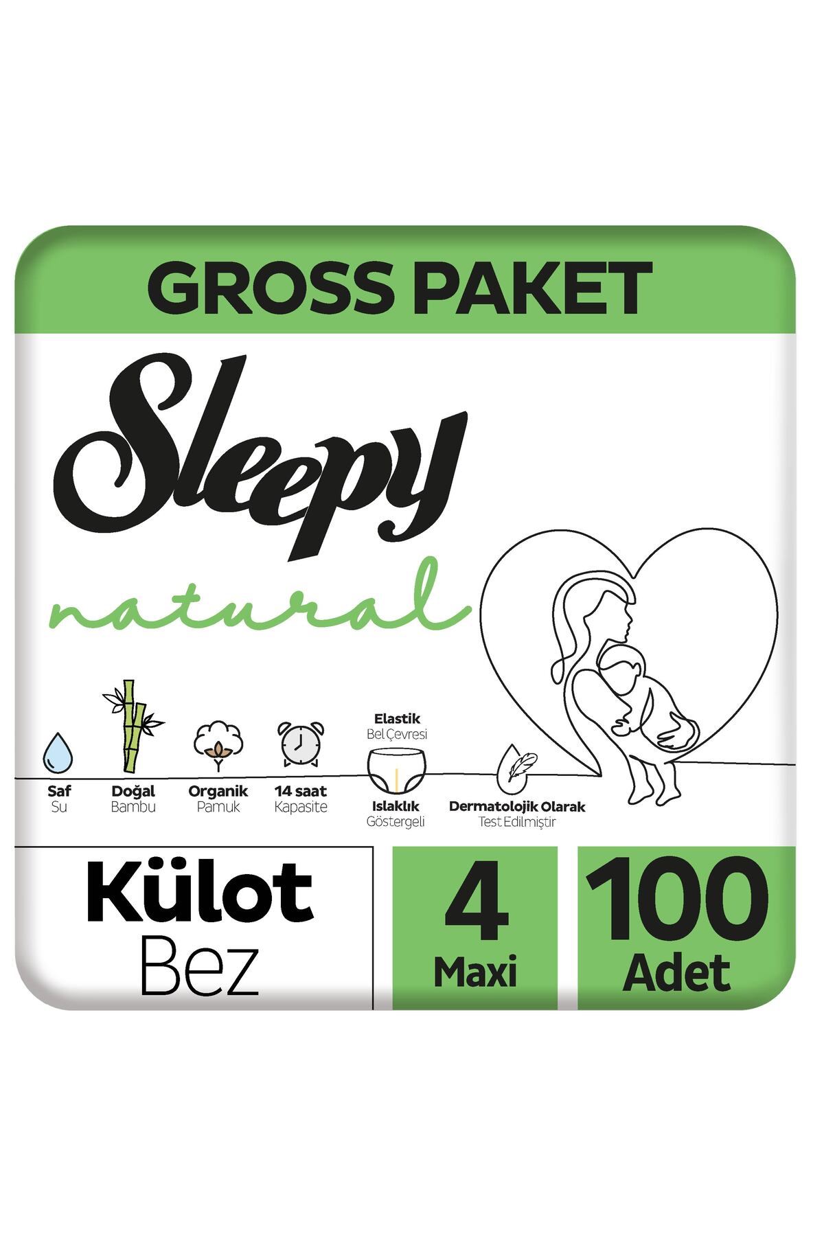 پوشک بچه بسته بندی ناخالص طبیعی شورتی سایز 4 ماکسی 100 عدد اورجینال Sleepy