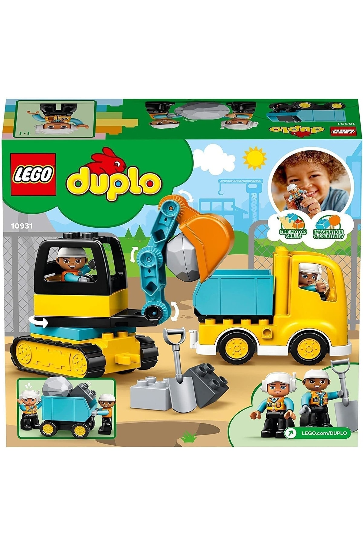 لگو و اسباب بازی های ساخت محور 10931 DUPLO CONSTRUCTION TRUCK AND CRAWLER DIGGER اورجینال LEGO