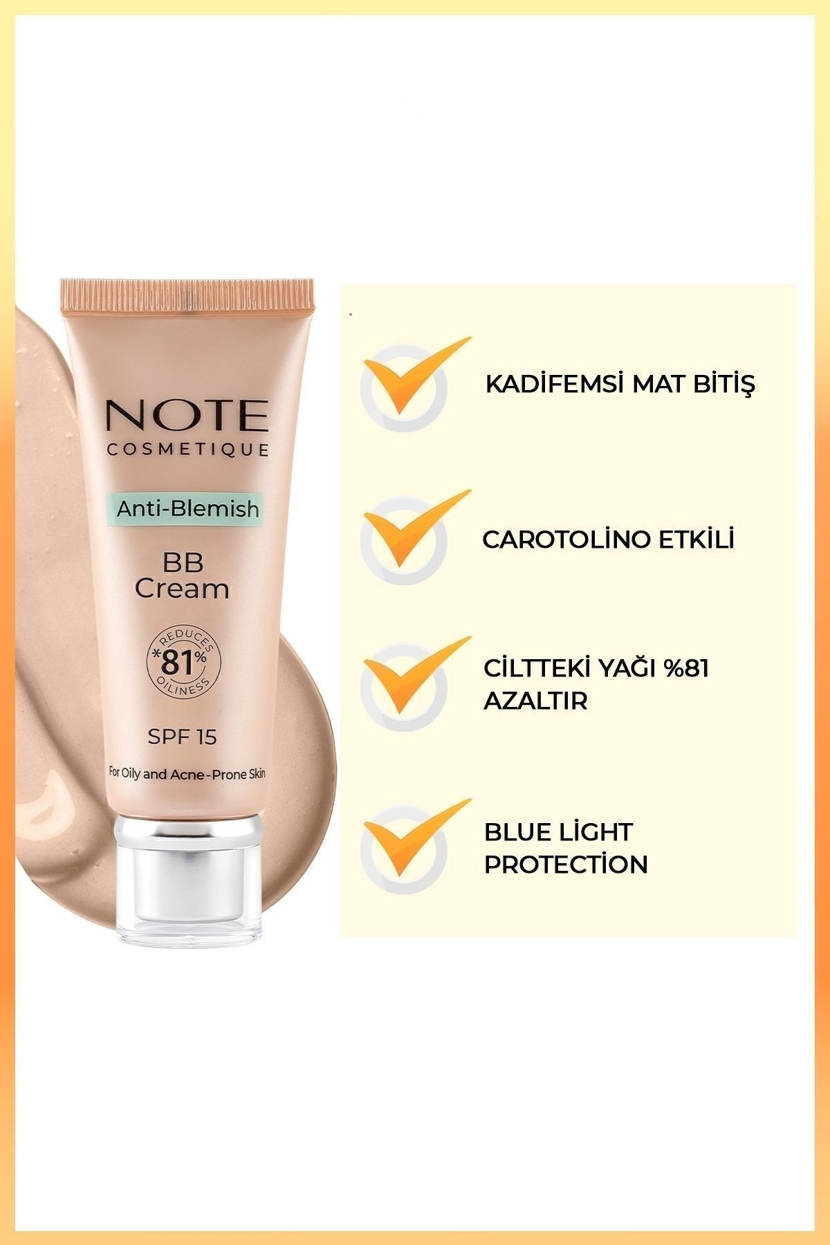 کرم بی بی ضد لک با SPF 15 مناسب پوست های مستعد آکنه رنگ 02 بژ نوت کازمتیکس Note Cosmetics