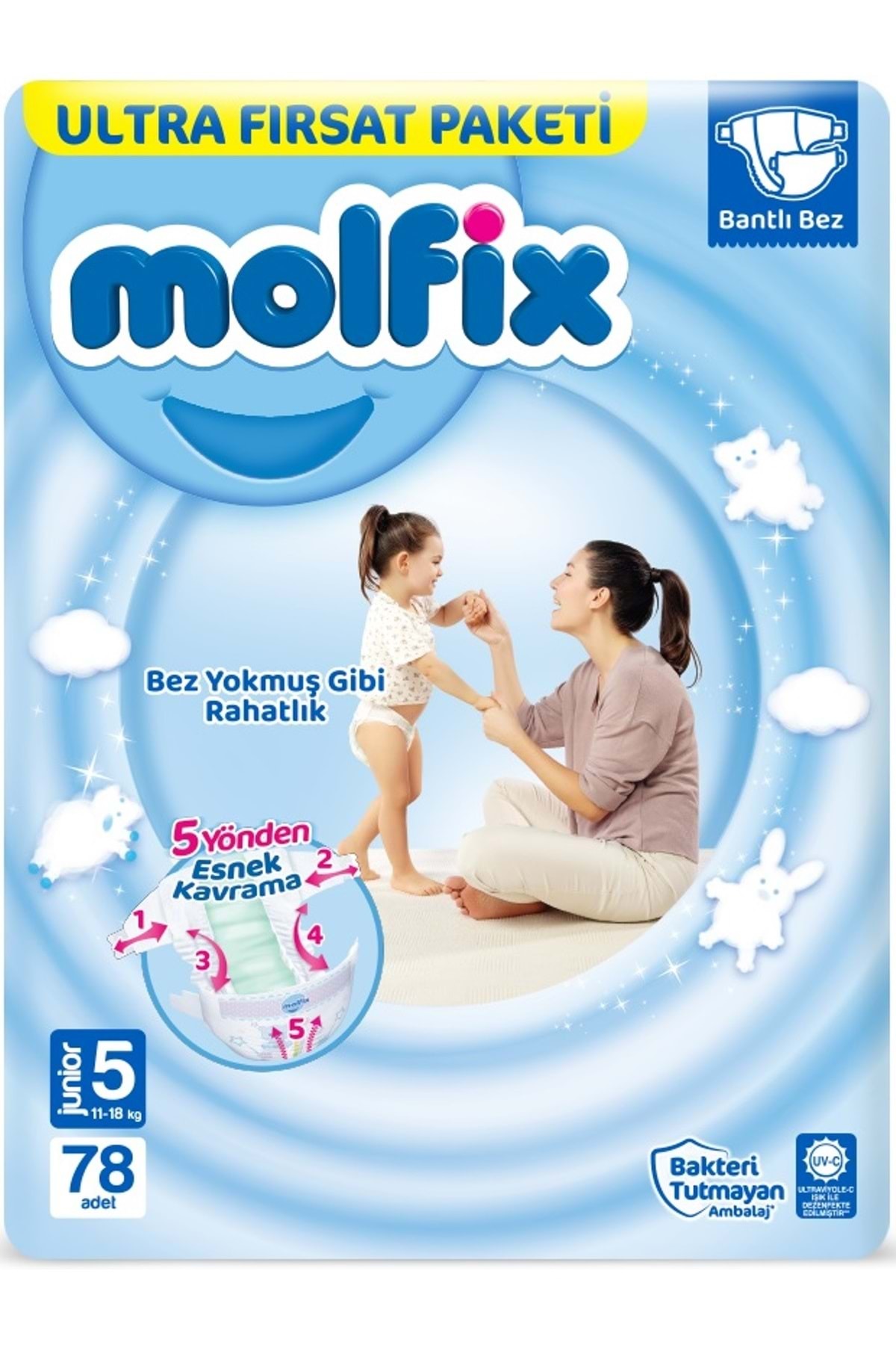 پوشک بچه سایز بچه: 5 11 18 کیلوگرم جونیور 234 تکه ماهانه ULTRA PK اورجینال Molfix