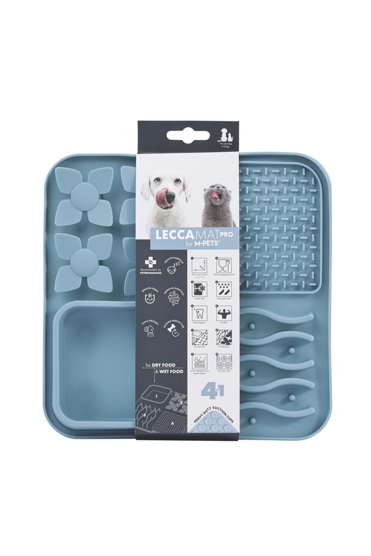زیرانداز خوراک‌دهی آهسته و لیسیدنی ام‌پتس M-PETS LECCA PRO 4-in-1، آبی
