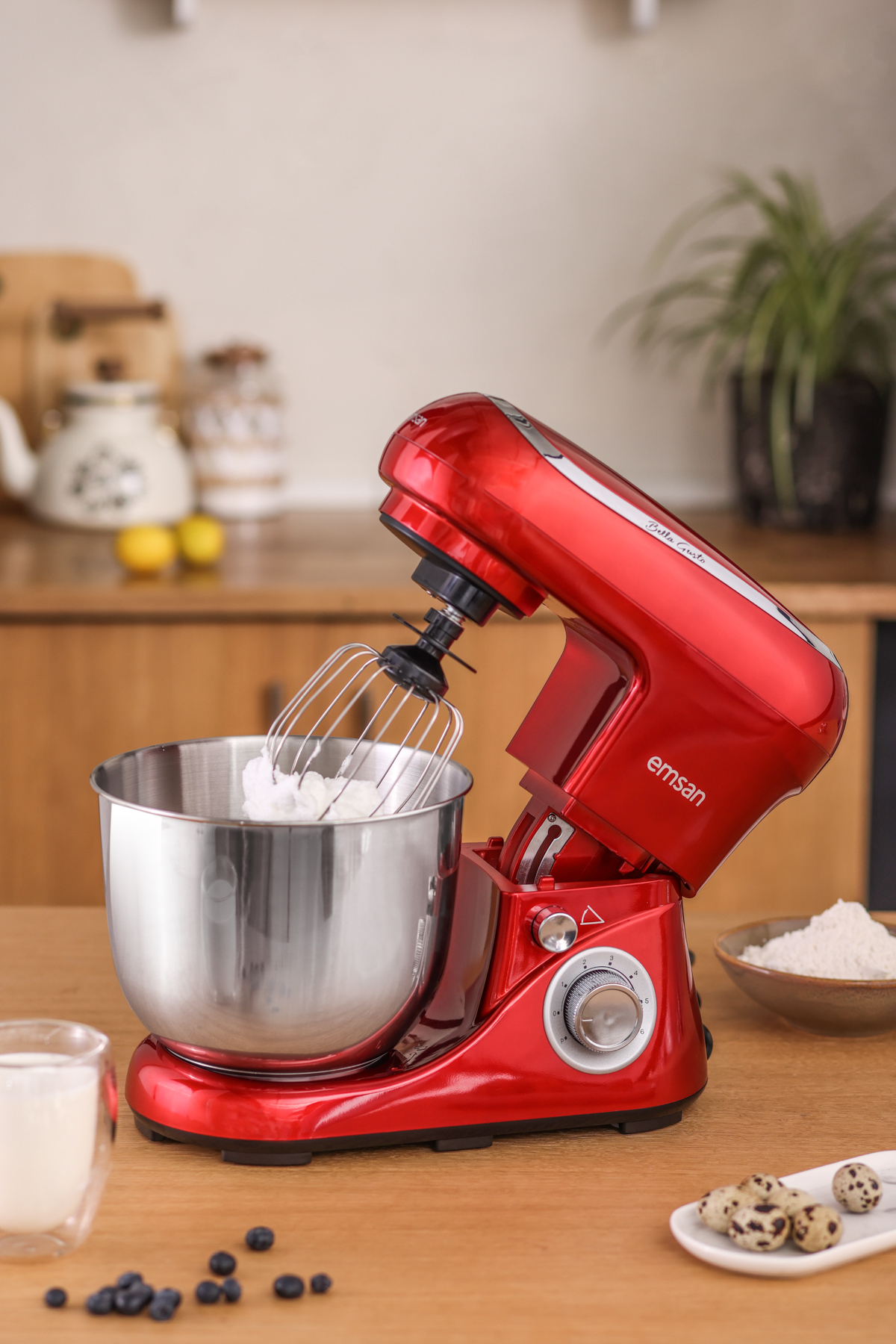 میکسر و ست استند قرمز BELLA GUSTO KITCHEN CHEF 1300W 5 LT اورجینال Emsan