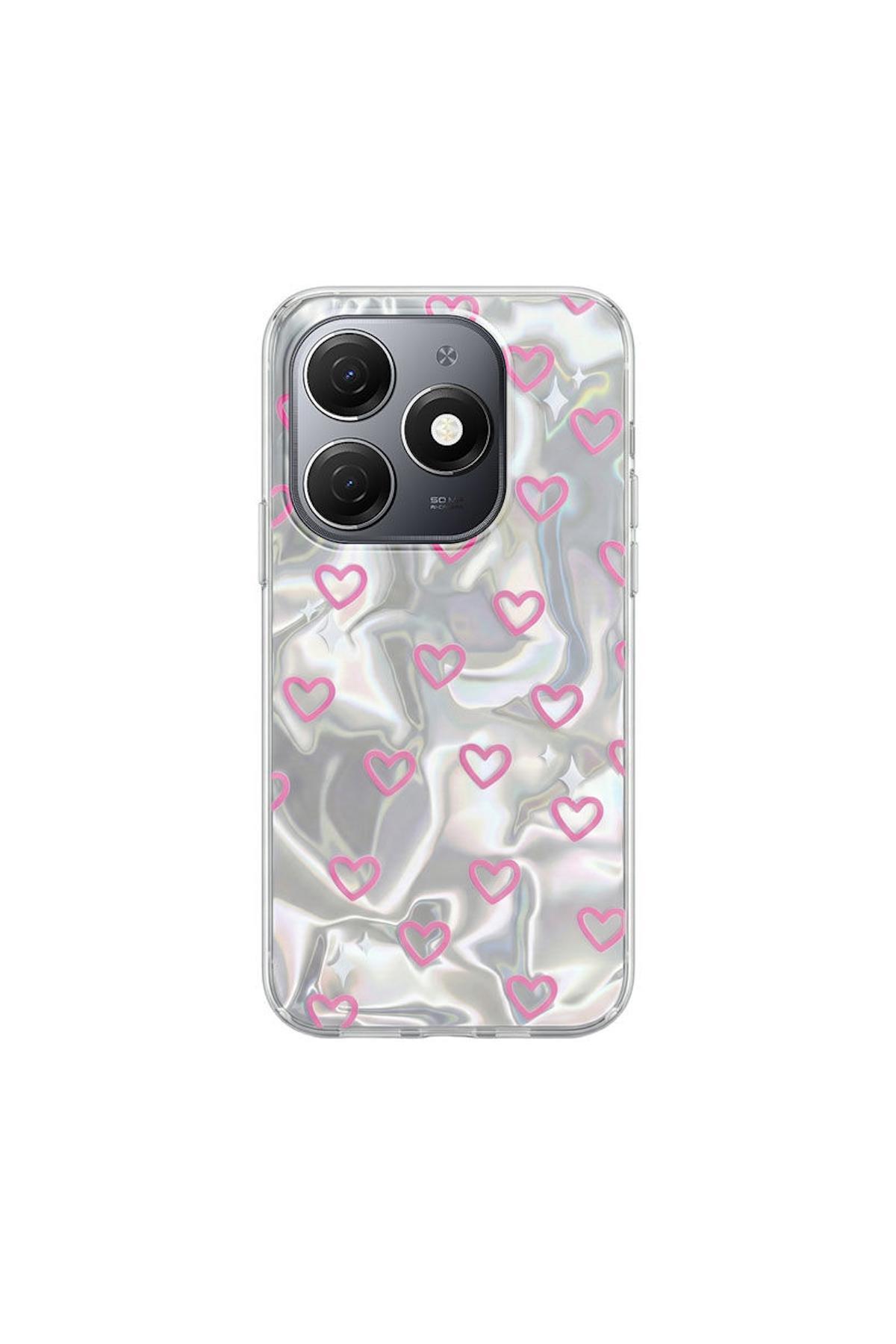 کاور و قاب TECNO SPARK 20 COMPATIBLE CASE ZEBANA PINK HEART SILICONE اورجینال Zebana