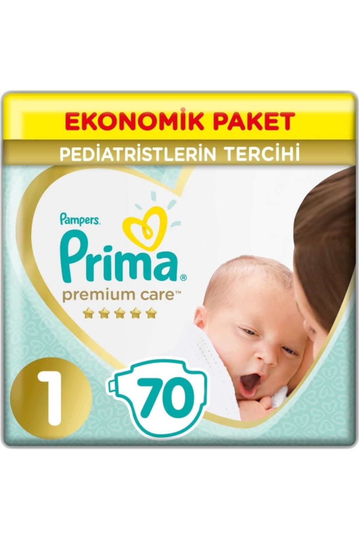 پوشک بچه CARE PREMIUM بسته اقتصادی 1 سایز 70 عدد اورجینال Prima