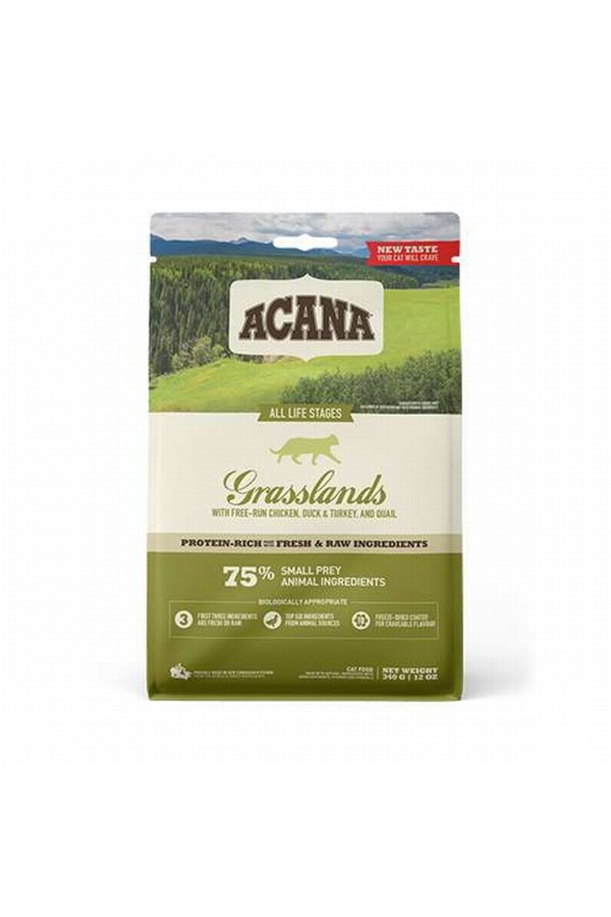 غذای خشک گربه آکانا Acana Grasslands با اردک و مرغ، بدون غلات، ۱٫۸ کیلوگرم 1,8 Kg