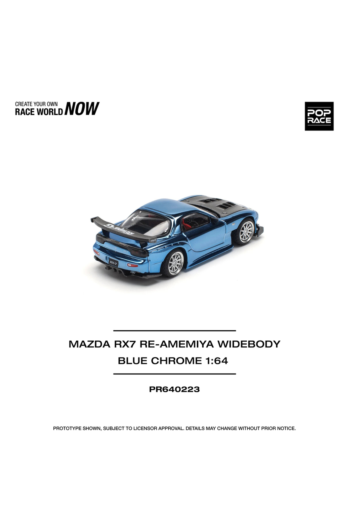 مدل خودرو 64 مزدا RX7 RE AMEMIYA WIDEBODY BLUE CHROME از ترکیه pop race 1
