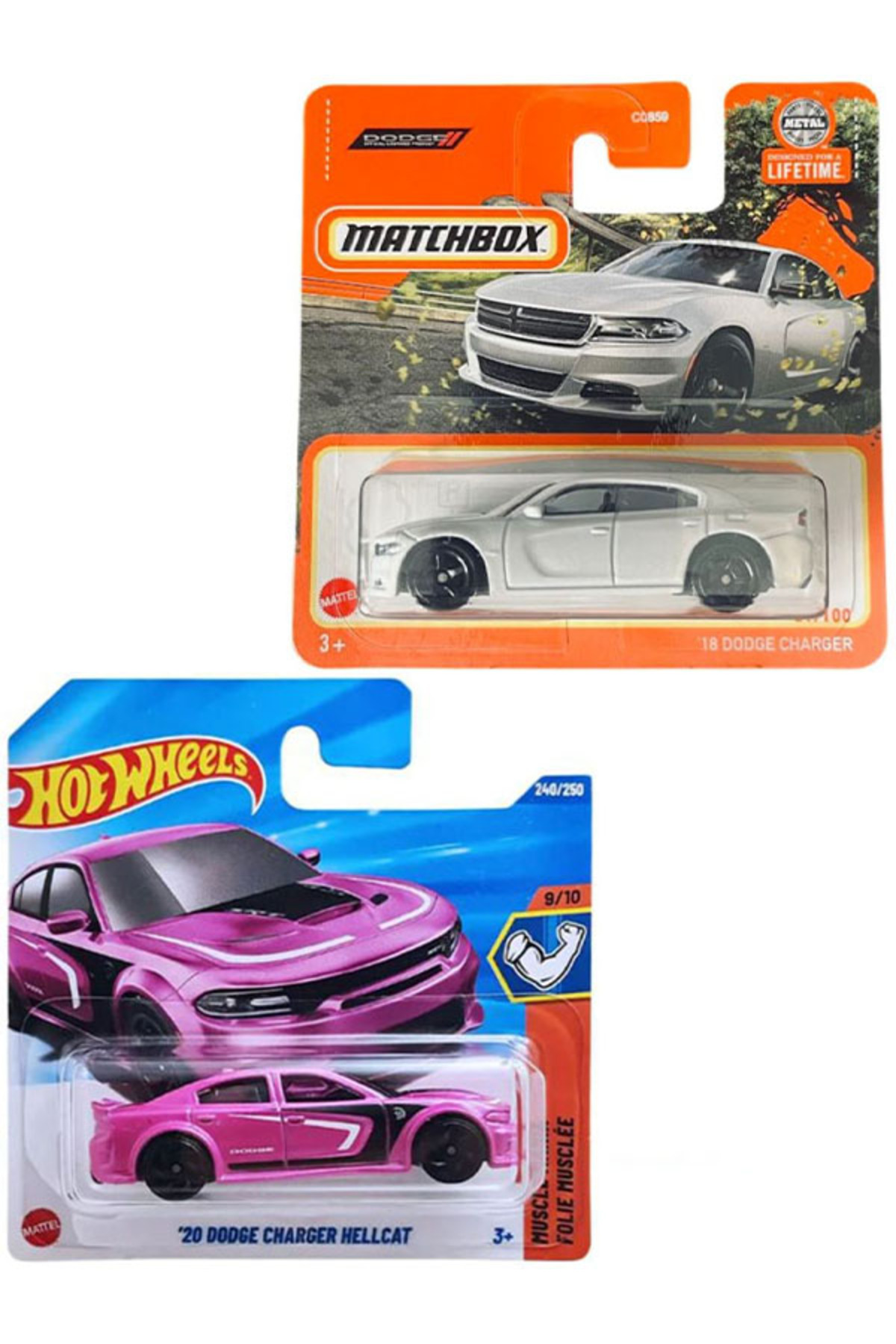 ماشین اسباب بازی مجموعه 2 '20 DODGE CHARGER HELLCAT I PINK & MATCHBOX 2018 WHITE از ترکیه HOT WHEELS