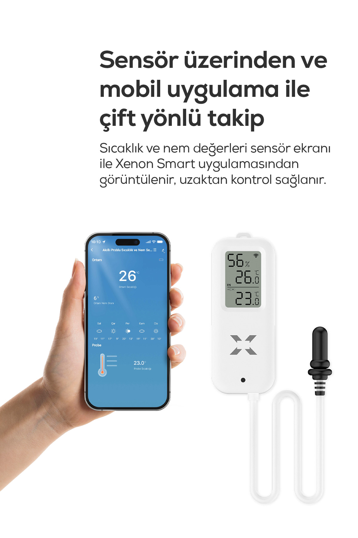 دماسنج دیجیتال و حسگر دما و رطوبت زنون اسمارت Xenon Smart مدل X7509 با پروب ضدآب و WiFi