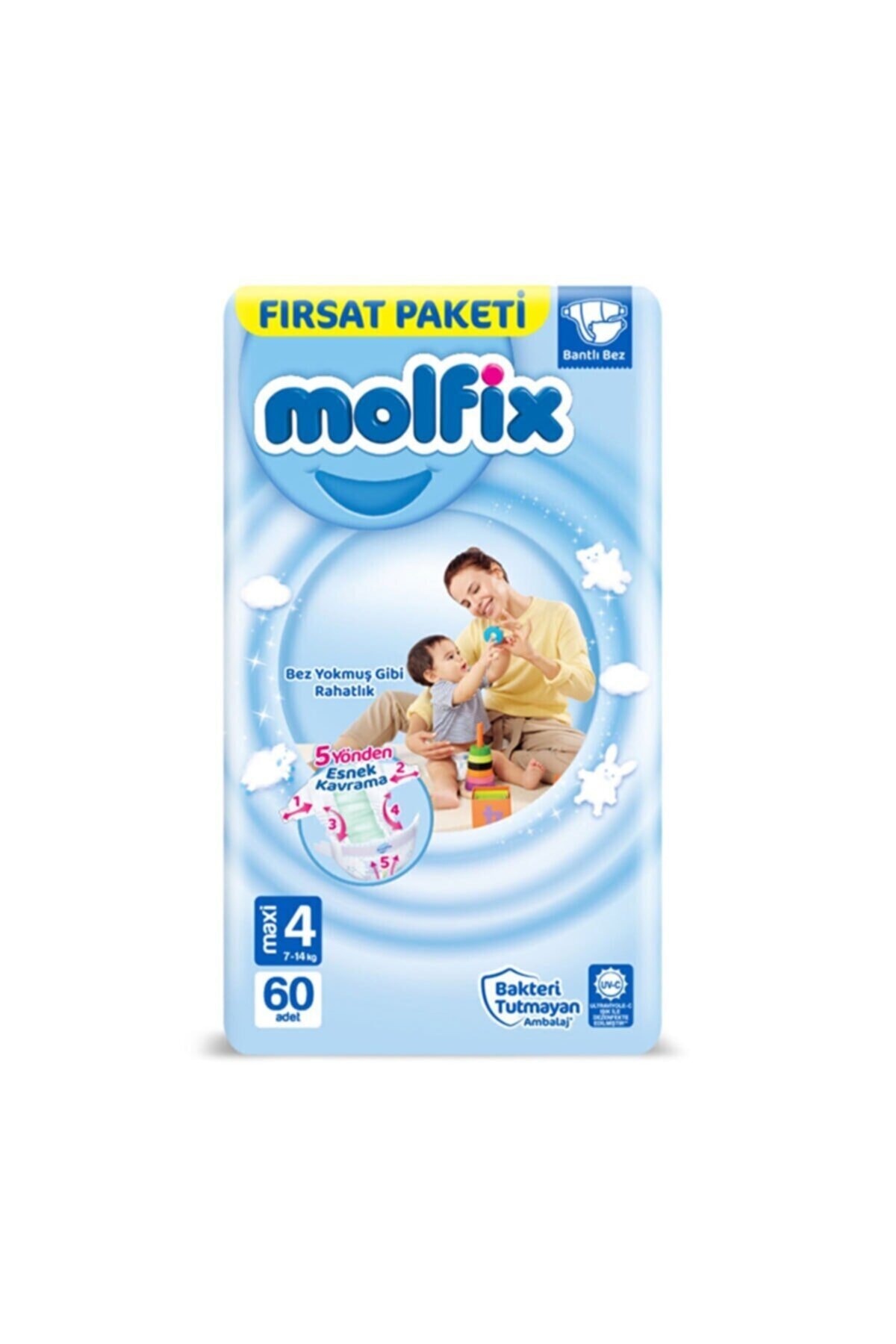 پوشک بچه پکیج فرصت 60 عددی شماره 4 اورجینال Molfix
