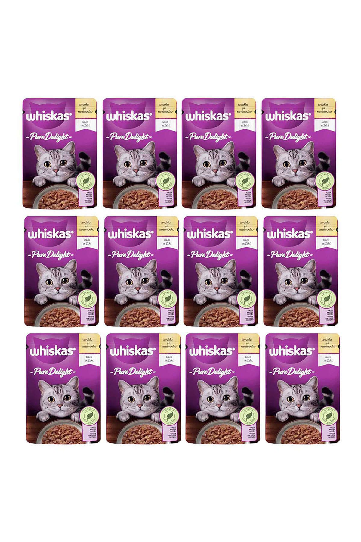 غذای مرطوب گربه ویسکاس Whiskas Pure Delight با طعم مرغ، ۱۲ بسته ۸۵ گرمی