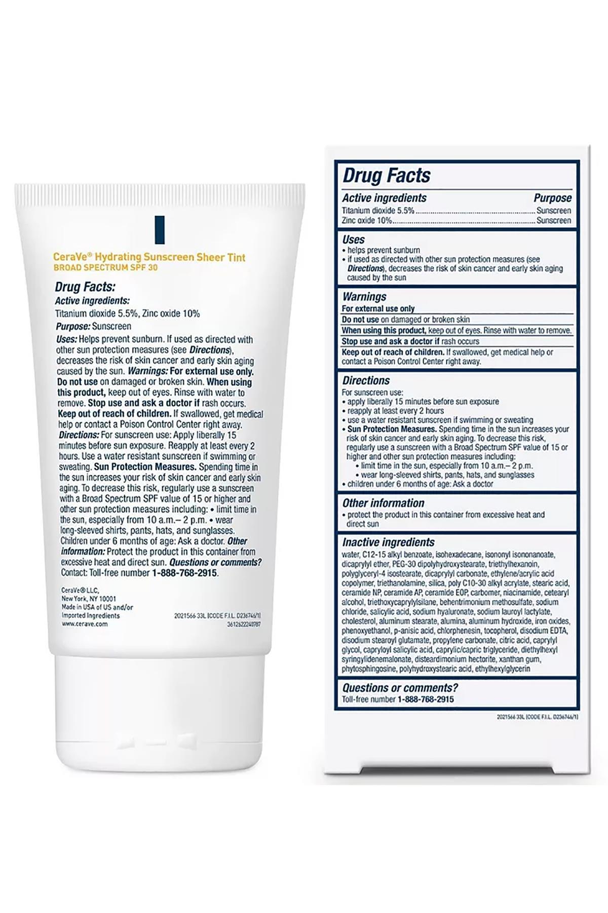 CeraVe کرم ضدآفتاب رویشی SPF30 با رنگ براق 50 میلی لیتر