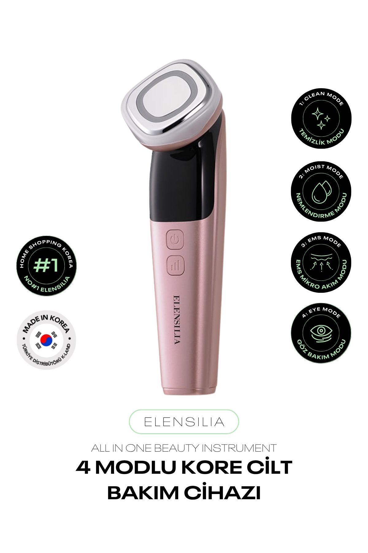 ماساژور صورت دستگاه مراقبت از پوست شیشه ای کره با 4 حالت ابزار زیبایی النسیلیا ALL IN ONE BEAUTY INSTRUMENT اورجینال ELENSILIA