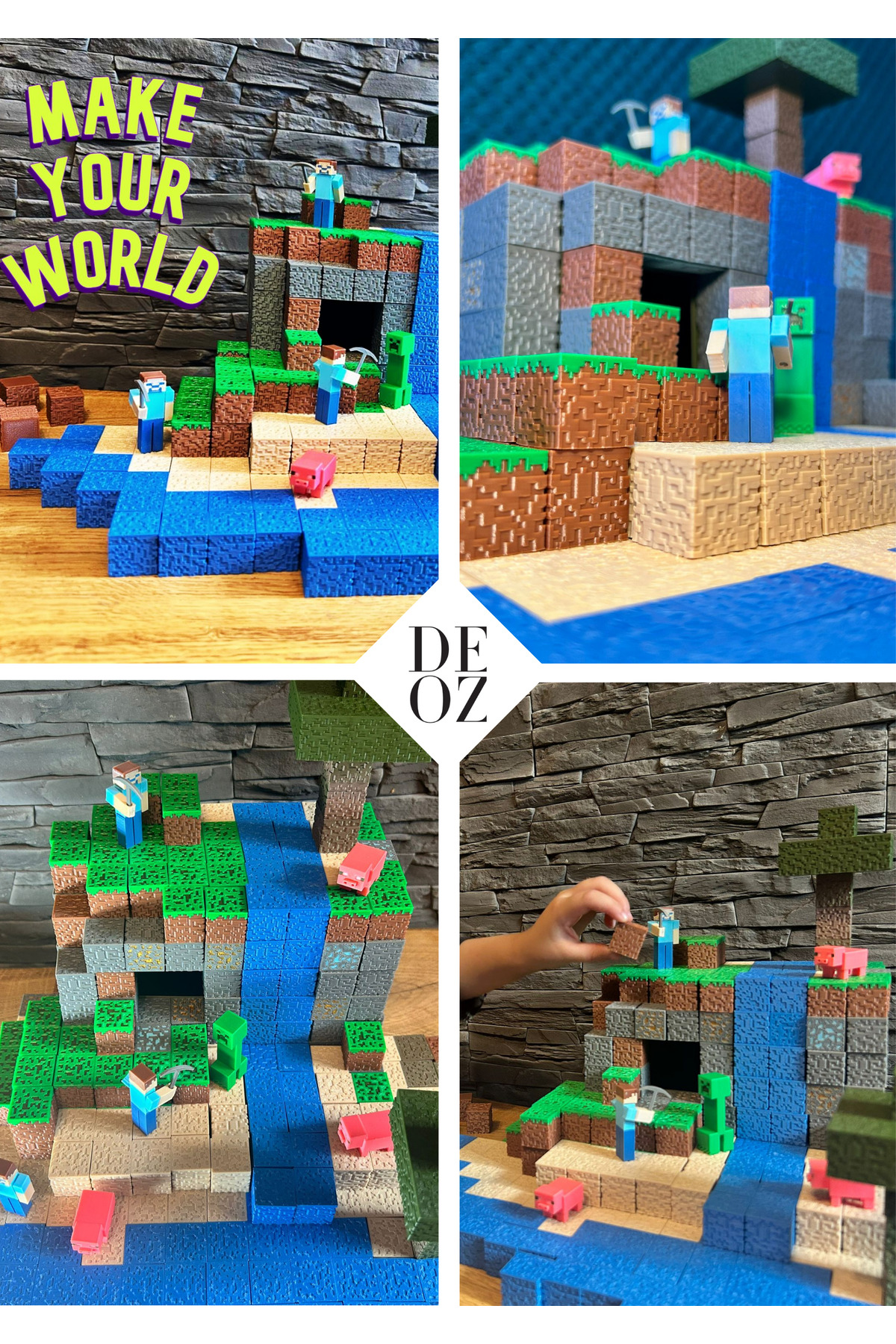 اسباب بازی های فیگور شخصیت MINECRAFT دنیای خود را بسازید! | BLOCK INSPIRED DIORAMA & PLAYSET DEOZ3D
