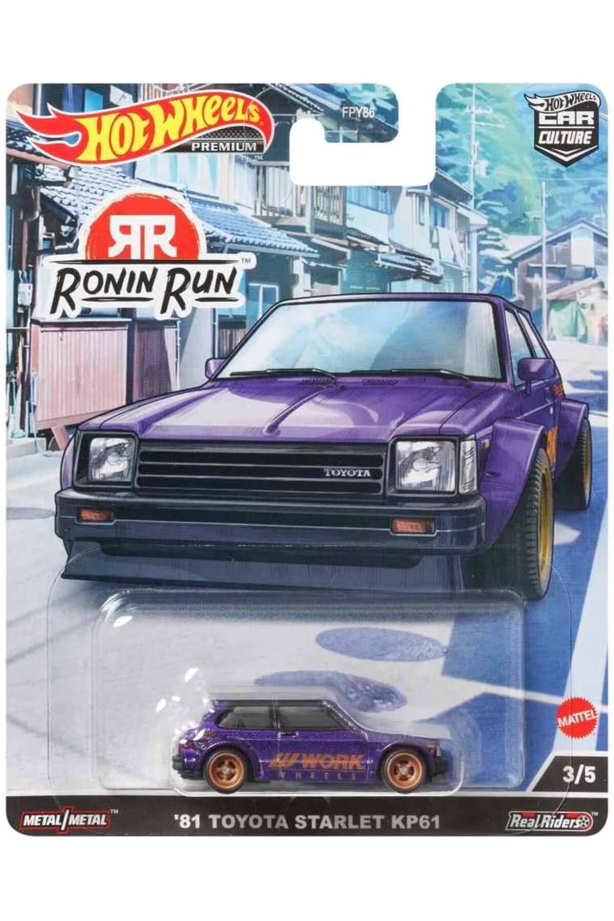 ماشین اسباب بازی TOYOTA STARLET KP61 PREMIUM RONIN RUN '81 از ترکیه HOT WHEELS