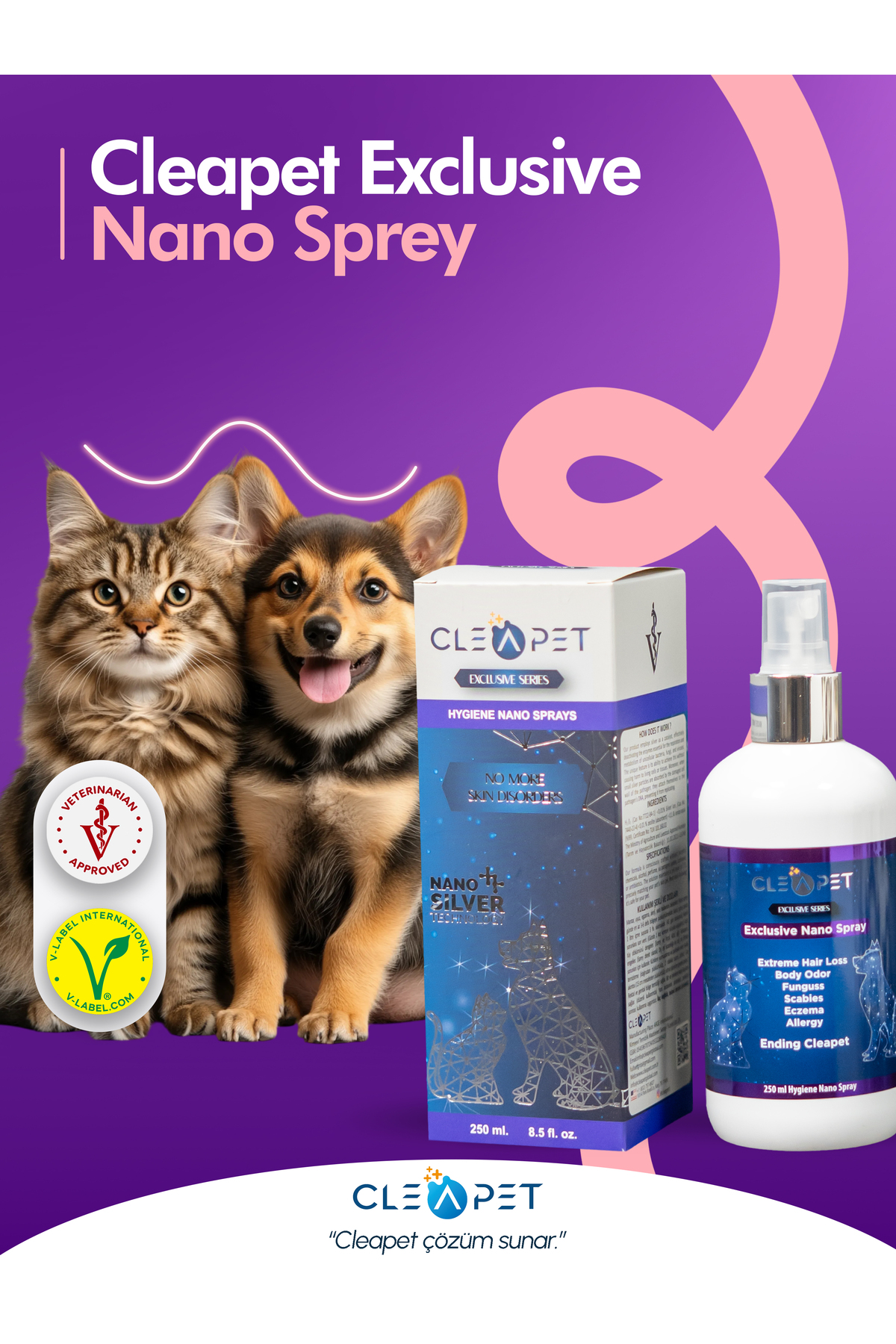 اسپری مراقبتی نانو نقره کلیپت Cleapet، ۲۵۰ میلی‌لیتر برای گربه و سگ