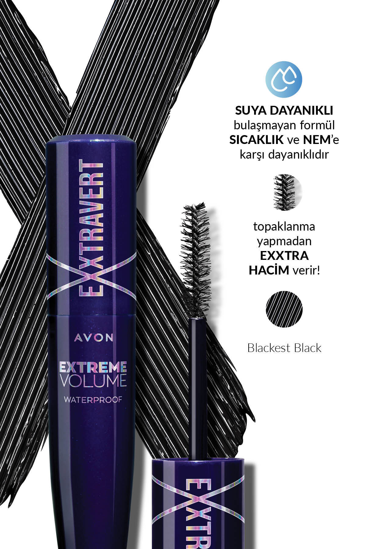 ریمل ضدآب Exxtravert با حجم دهی بالا و رنگ مشکی آون Avon
