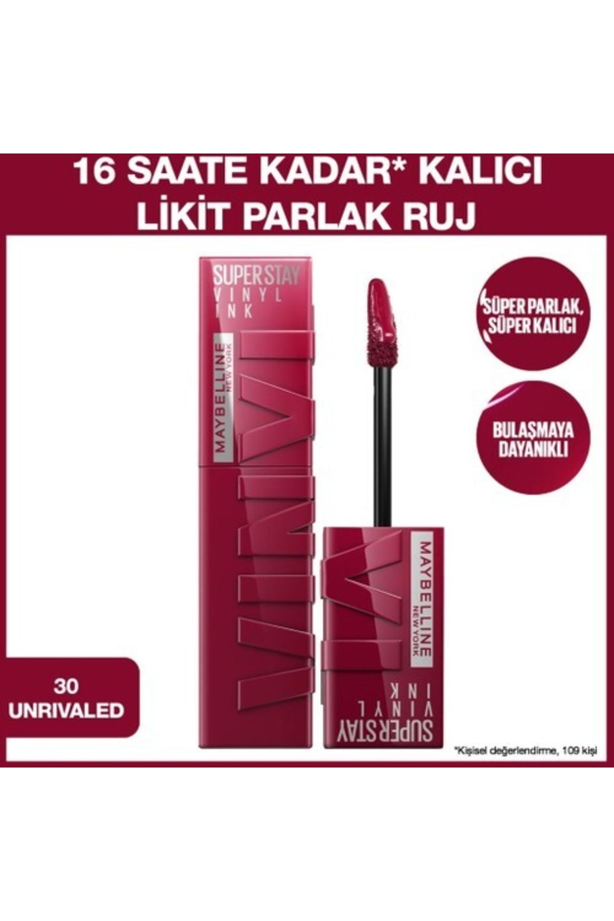 رژ لب جوهر وینیل فوق العاده برای مدت طولانی روشن مایع دائمی 30 بی نظیر Maybelline New York