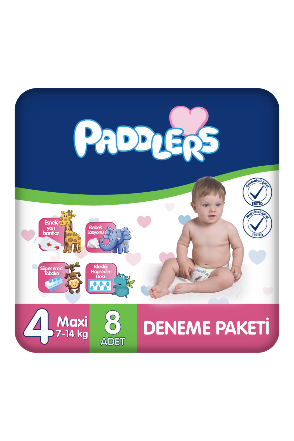پوشک بچه بسته آزمایشی سایز 4 MAXI 8 عددی 7 14 کیلوگرم اورجینال Paddlers