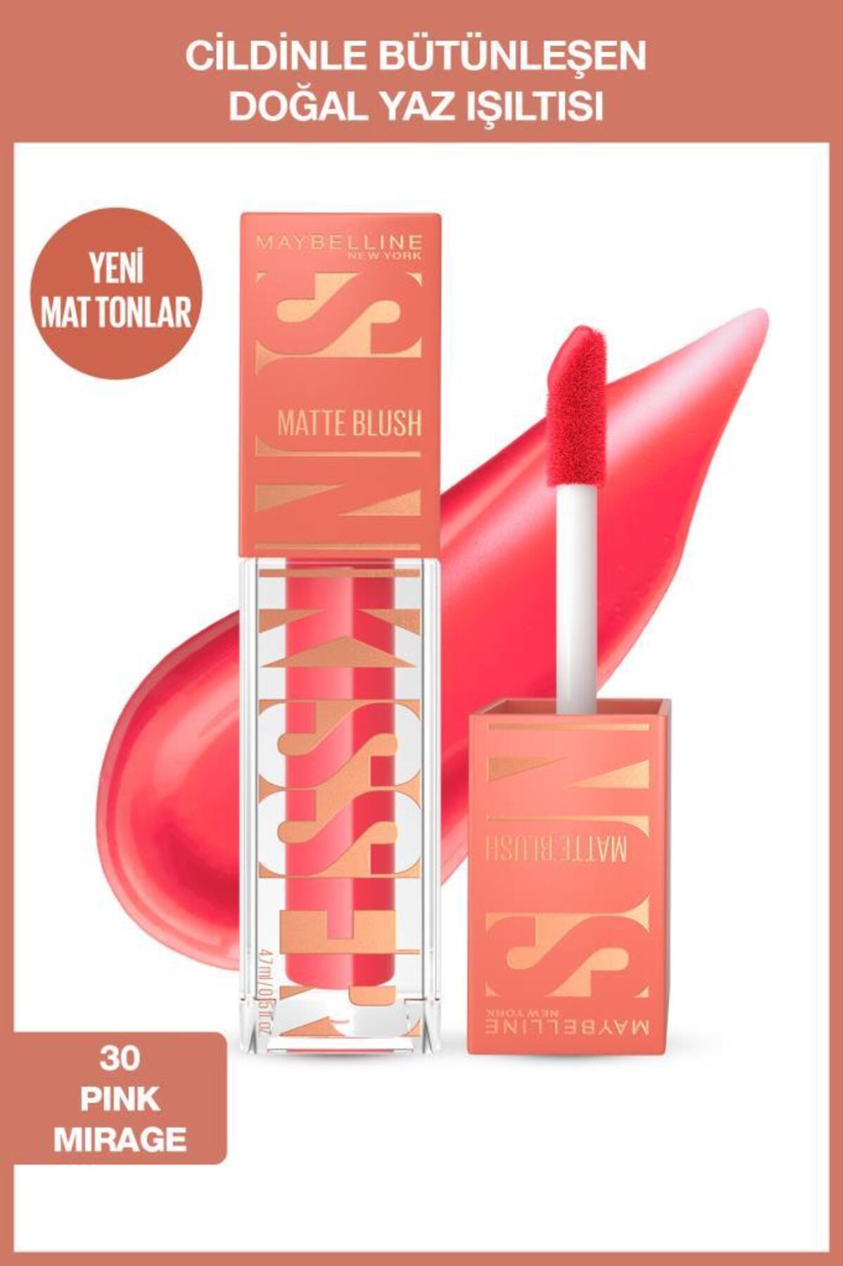رژگونه سرخ مایع مات 30 میراژ صورتی Maybelline New York