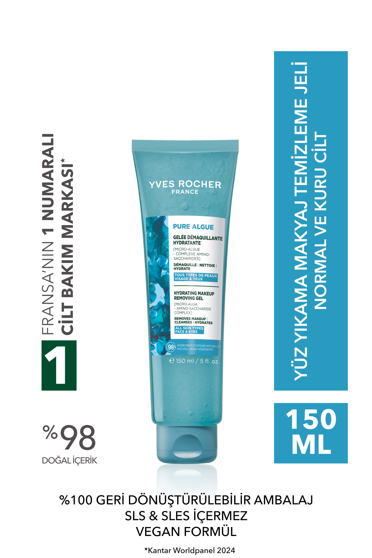 ژل شستشوی پاک کننده آرایش Pure Algue برای همه پوست ها 150 میل ایوروشه Yves Rocher