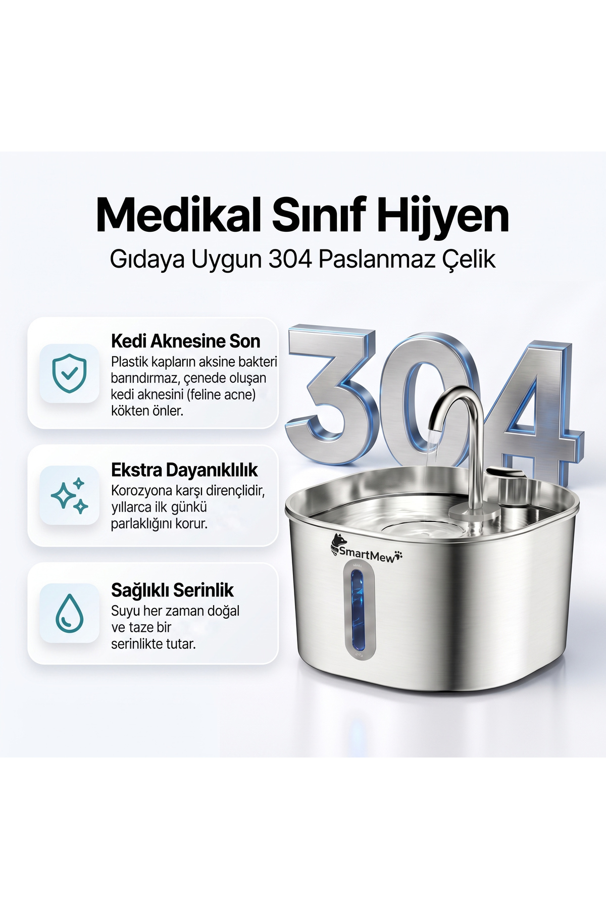 آبخوری فواره‌ای استیل اسمارت‌مئو SmartMew، مدل S15-A، ظرفیت ۲٫۲ لیتر 2.2L