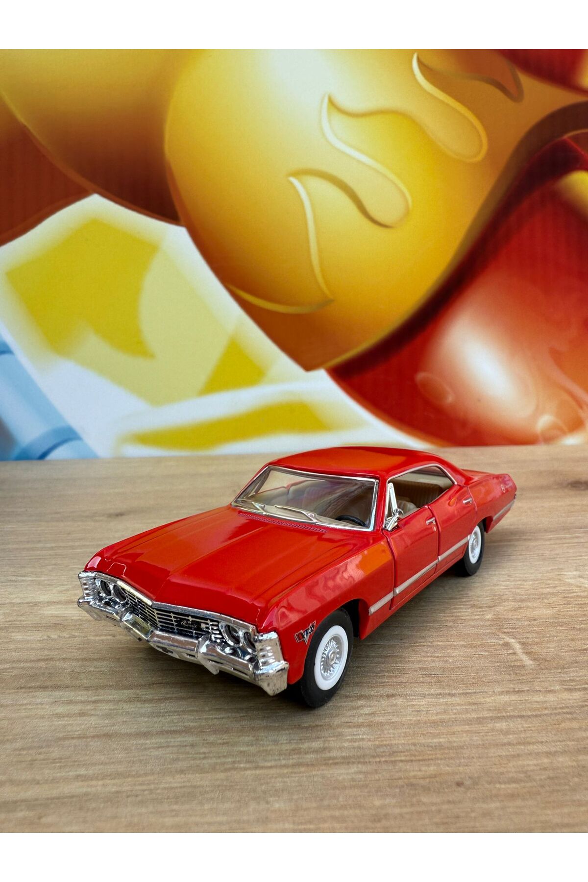 مدل خودرو PULL DROP 1967 شورلت ایمپالا قرمز TOY CAR CHEVY IMPALA اورجینال scntoys