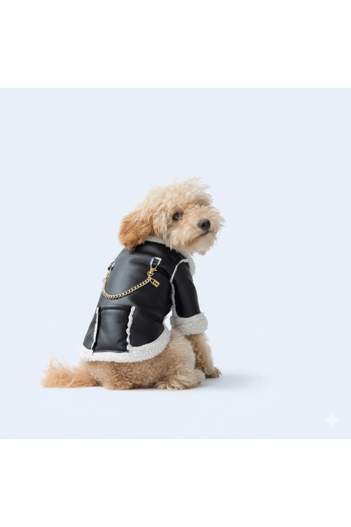 کاپشن سگ هپی‌پا Hepipaw Luxe Sherpa دوطرفه از چرم وگان مشکی مدل Der001