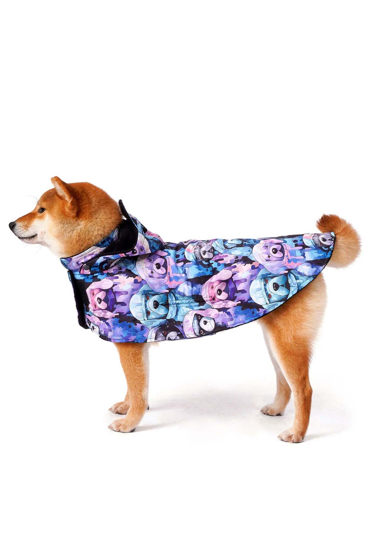 پانچو بارانی سگ چهارامور Fouramour مدل UPHHD10010، طرح Dark Pastel Hip-Hop Dogs با آستر پلار و غشای ضدآب تیره پاستلی